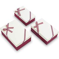 Nesting Gift Boxes, A Set of 3, Off-white Color with A Bowtie