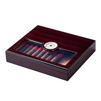 HEZALA Desktop Cigar Humidor,Portable Travel Cedar Cigar Cases,with Hygrometer Humidifier,Glass-Top Humidor Cigar Box Holds 15-20 Cigars
