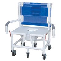 MJM International S126-5BAR-DDA Bariatric Shower Chair, Full Support Commode Opening Seat with Double Drop Arms, 600 oz Capacity, 45" Height x 31" Width x 29" Depth, Royal Blue/Forest Green/Mauve