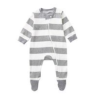 Unisex Baby Soft Jumpsuit Pjs,Newborn Infant Long Sleeves Zipper Packs Stripe Romper Outfits (3-6 Months, White)