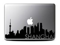 Shanghai Skyline (13 Inch) Black Macbook Decal #3 - Laptop Decal