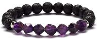 The Wolf Tavern Men and Women 8 mm Natural Lava Rock Stone Elastic Bracelet – Faceted Chakra Energy Aromatherapy Oil Diffuser – Natural Anxiety and Stress Relief Elastic Bracelet