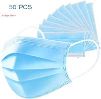Disposable 3-Ply Face Earloop Sanitary for Offices-Pack of 50and Outdoor, Blue