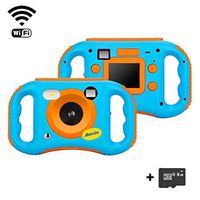 WiFi Kids Digital Camera, 1080P HD Digital Anti-Drop Children Camera Camcorders with 1.77 Inch LCD Display,5X Digital Zoom,Flash and Mic, 8GB TF Card Included,Creative Birthday Gifts for Kids