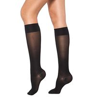 Healthweir Sheer Compression Knee High Stockings for Women 15-20 (EU 18-22) mmHg - Medical Support Closed Toe Ted Hose with Stay-up Band for Varicose Veins Maternity Nursing Flight Travel (3, Black)