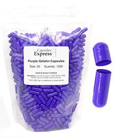 Capsules Express- Size 00 Purple Empty Gelatin Capsules 1000 Count - Kosher and Halal Certified - Gluten-Free Pure Bovine Gelatin Pill Capsule - DIY Powder Filling