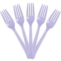 JAM PAPER Premium Utensils Party Pack - Plastic Forks - Light Purple/Lilac - 48 Disposable Forks/Pack