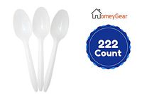 Heavy Weight Plastic White Tea Spoons Bulk Value Pack Of 222 Disposable Extra Heavy Tea Spoons 6" Long