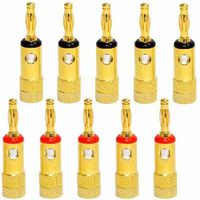 Seismic Audio - SAPT141 - 24K Banana Connectors Clips - Pack of 10 (5 Red & 5 Black) - Fits 12 to 18 AWG Speaker Cable / Wire