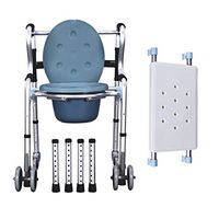 LMEIL Folding Walker with 2 Wheels, Personal Mobility Assist Shower Commode Chair, Multifunctional Aluminum Bath Chair, Medical Bedside Commode Chair for The Elderly Disabled People