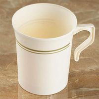 Efavormart 40 Pcs - Ivory with Matte Gold 8oz Disposable Plastic Coffee Cups for Wedding Birthday Party Events - Antique Collection