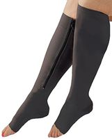 Aniwon Compression Socks Toe Open Leg Support Stocking Knee High Socks with Zipper (Black, Medium)