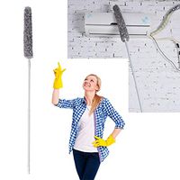 Microfiber Duster, Long Feather Duster, Ceiling Cleaner with Extension Pole Reaches 135 cm, Flexible and Extendable Duster for Cleaning Ceiling Fan/Furniture/Keyboard/Cobweb-Upgraded