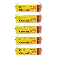 5x OmniCel ER14505 3.6V 2.4Ah Size AA Lithium Battery with Tabs For Smoke Alarms, Carbon Monoxide Detectors, Intrusion Sensors, Invisible Fencing, Emergency Backup, Data Collection, AMR Add-on
