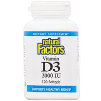 Natural Factors, Vitamin D3 2000 IU, Supports Strong Bones, Teeth, and Muscle and Immune Function, 120 softgels (120 servings)