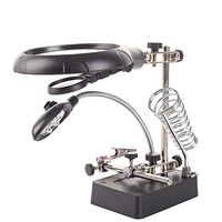 Desktop Magnifier 10X with Power with Lamp Bracket Multi-Function Loupe Welding Mobile Phone Motherboard Repair Workbench Interchangeable Multiple Sub-Mirror