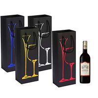 JJYHEHOT Mother's Day Wine Gift Bags 8 Pack Black Wine Bottle Bag with Handles for Anniversary Birthday Business Function Christmas Day - 4 Foiled Design