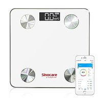 Digital Scale, sinocare Bluetooth Body Fat Scale, Smart BMI Scale Digital Bathroom Wireless Weight Scale, Body Composition Monitor Analyzer with Smartphone App, 12 Measurements (White)
