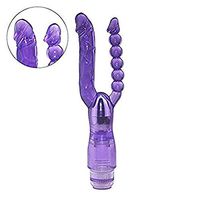 Multi Speed Therapeutic Vibrating Double Penetration Plug Waterproof Vîb~rá~törs,Personal Pleasure Toy,Purple