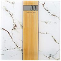 Stylish and Luxurious White Carrara Marble x Natural Oak Wood Bathroom Scale