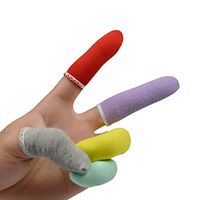 100 Pcs Finger Cots Cotton Material with Elasticity Finger Guards Hand Toe Thumb Fingertips Sleeves Protector by EORTA, Comfortable, Breathable, Absorb Sweat, Reusable, Multicolor