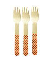 Perfect Stix Polka Dot Forks 158 36- Orange Printed Wooden Forks with Orange Polka Dot Pattern, 6" (Pack of 36)