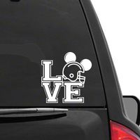 DisGear Auto Sticker - Auto Decal Mickey Mouse Ears Love Football Vinyl Decal Sticker Disney for Car Truck SUV Boat Trailer Laptop iPad (5" x 5", White)