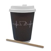 MASTER CUOCO – SET OF 60 DISPOSABLE CUPS, LIDS, AND STIRRERS - BIODEGRADABLE - RIPPLE DOUBLE WALL INSULATED CUPS - BEST FOR TRAVEL,PARTY, AND OFFICE - 8 oz BROWN PAPER TO-GO COFFEE CUPS. (8 oz)