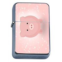 Piggy Love Flip Top Oil Lighter Em1 Smoking Cigarette Silver Case Included