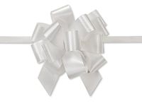 Pack Of 50, 2.5" Solid White 100% Polypropylene Flora Satin Gift Pull Bows 14 Loops for gift baskets & gift packaging