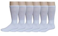 Differenttouch 6 Pairs Men's Loose Fit Top Diabetic Diabetes Crew Socks (13-15, White)