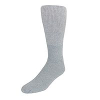 CTM Men's Extended Size Diabetic Crew Socks (3 Pair Pack), Grey