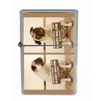 Pug Dog Bulldog Mug Shot Fun Wind Proof Dual Torch Refillable Lighter D-550