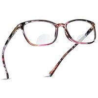 LifeArt Bifocal Reading Glasses with Round Lenses, Blue Light Blocking Glasses for Women, Anti Glare, Reduce Eyestrain (Pinkfloral, 1.25 Magnification)