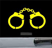 JS Artworks Handcuffs Vinyl Decal Sticker (Yellow)