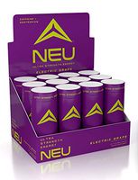 NEU Extra Strength Nootropic Energy Shots, Energy Drink: Brain Booster Focus Supplement, Coffee Alternative Nutritional Drink + Keto Energy Pre Workout with Zero Sugar, Electric Grape 2oz (12 Shots)