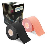 Sanfire Kinesiology Tape 2 Rolls Combo Pack for Athletic Sports, Recovery and Physiotherapy Free, Waterproof, Uncut, 2-Inch x 16.4-Feet