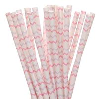 Biodegradable Paper Straws Light Pink And Lavender Chevron (100)