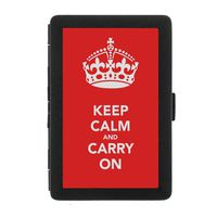 Black Color Metal Cigarette Case Holder Box Keep Calm and Carry On Design-016