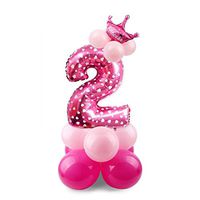LEANO 32inch Number Shape Children Aluminum Balloon Decoration For Birthday Party Straws