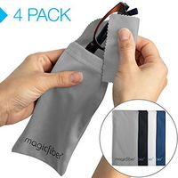 MagicFiber Microfiber Eyeglass, Sunglasses, Cell Phone Cleaning Pouch Case (4 Pack) – Premium Ultra Soft Storage with Cleaning Cloth Closure Flap