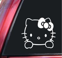 So Cool - Hello Kitty - 5" wide (color: WHITE) decal laptop tablet skateboard car windows sticke