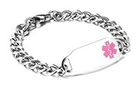 JF.JEWELRY Personalized Customize Stainless Steel Medical Alert ID Awareness Bracelet for Women and Men,5.5-8.5 inches,Free Engraving