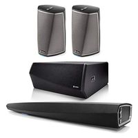 Denon HEOS 5.1 Channel multi room speaker system with Wireless Soundbar, Subwoofer, and HEOS1 speaker for another room - Pair with Amazon music hd (Black)