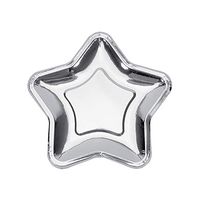 20 Pcs Star Silver Paper Plates, 7 Inch Pentagram Disposable Paper Plates for Appetizers, Dessert, Party Supplies