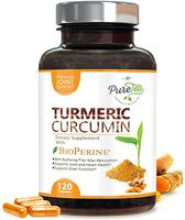 Turmeric Curcumin 95% High Potency Curcuminoids 1950mg with Bioperine Black Pepper for Best Absorption, Made in USA, Best Vegan Joint Support, Turmeric Pills by PureTea - 120 Capsules