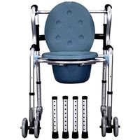 Multifunctional Wheelchair Lightweight Bedside Commodes and Walker Bath Chair with Wheel Portable Toilet Aluminum Folding Steel Frame Medical Aid Can Bear 200kg