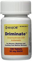 Driminate Generic for Dramamine Motion Sickness 50 mg Anti Nausea 100 ct by Major