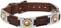 Sabona Brown Leather Gem Duet Magnetic Bracelet
