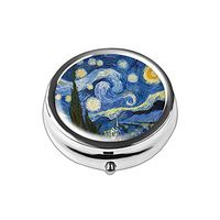 Pill Box - Lizimandu Compact 3 Compartment Medicine Case, Pill Box for Pocket or Purse (1-Starry sky2)